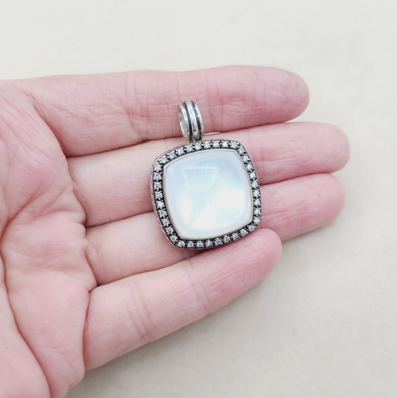 David Yurman Albion Moonlight Ice 20mm Moonstone Diamond Pendant Enhancer - Picture 7 of 9